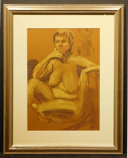 Female Nude Pastel Figure Painting/Drawing Signed EH
