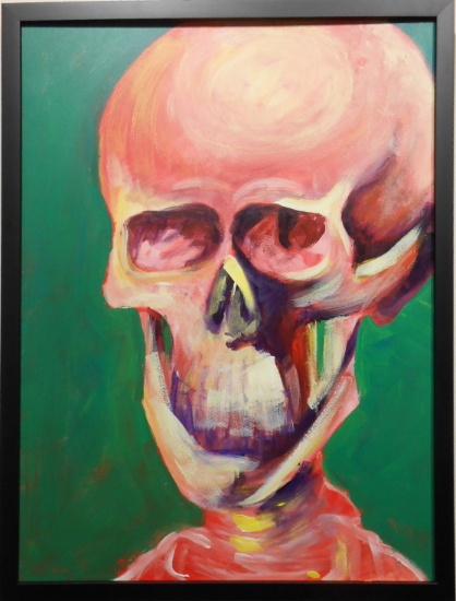Unidentified Artist: Skeleton on Green Background