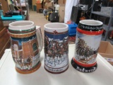 5- collectible budweiser mugs/steins NO SHIPPING
