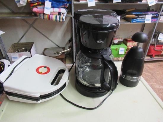 Kitchen Items - Coffee Maker, Waffle Iron and Power Chopper. NO SHIPPING