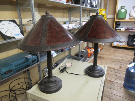 2- Metal Framed Lamps 21"tall NO SHIPPING