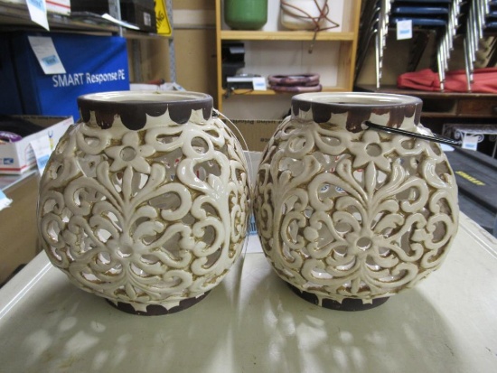 2- New Porcelain Candle Holders 6"x6" NO SHIPPING