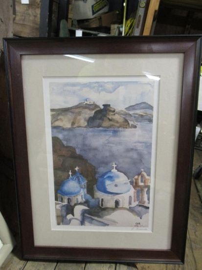 Vintage Collectible Framed and Signed Watercolor 12" x 16"
