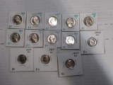 13 1969 US Coins, 9 Nickels, 4 Dimes