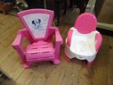Two Toddler Minnie Mouse Lawn Chairs and Potty Chair NO SHIPPING