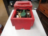 Vintage Wood Shoe Shining Box w/ Accessories
