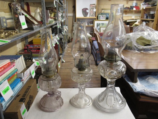 3 Vintage Oil Lamps. NO SHIPPING