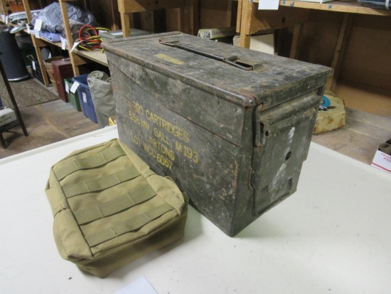 Military Metal Ammo Box 7" tall w/ Pouches