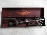 1930s Small Metal Tool Box w/ Auto Repair Items