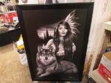 Indian Woman w/ Wolf Picture 27x39 NO SHIPPING