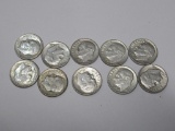 Money - 10 1954 90% Silver Dimes