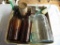 Vintage Bottles, Cans, Glass Jar Lids (4), Entire Basket Clear Bottle 10