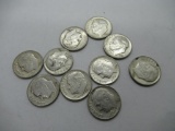 Silver Dimes - 10 1954P Roosevelt 90% Silver
