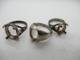 3 Sterling Silver Rings without Stones