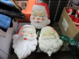 3 Vintage Santa Face Blow Globes