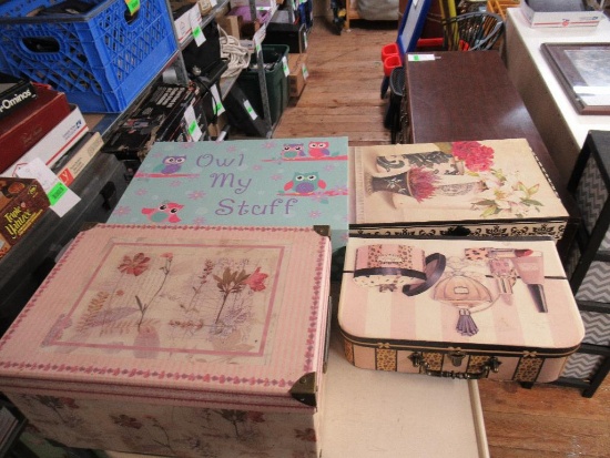 4 Storage Boxes - largest 17x12x6