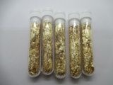 5 Vials of Gold Leaf Flakes