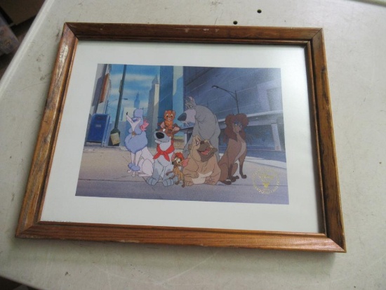 Disney Framed Lithograph "The Lady and The Tramp" 15x12