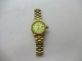 Rolex Round 25mm Gold-Tone Bezel Stainless Steel Watch with Date & Bracelet