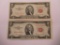 Lot of Two United States Red Seal Two Dollar Bills