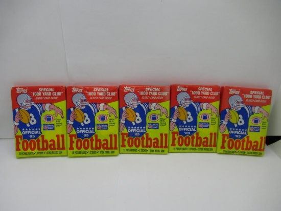 Topps Football '89 1000 Yard Club Lot of Five Factory Sealed Packs from Store Closeout