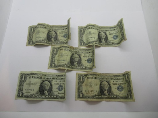 Lot of Five United States Silver Certificate One Dollar Bills