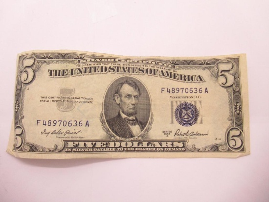 United States Silver Certificate Five Dollar Bill