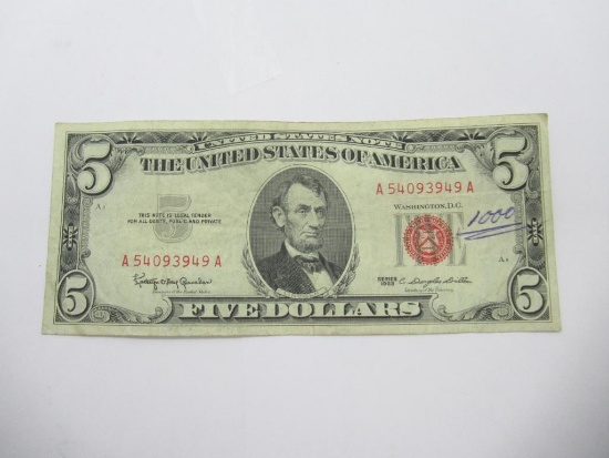 United States Red Seal Five Dollar Bill