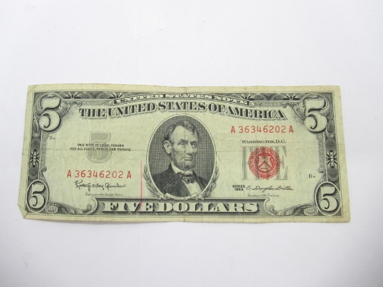 United States Red Seal Five Dollar Bill