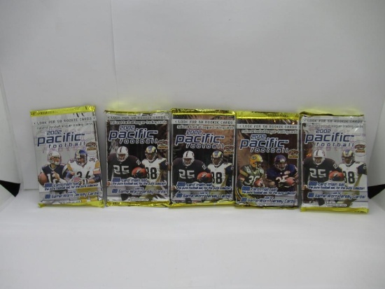 Pacific Football 2002 Lot of Five Factory Sealed Packs from Store Closeout