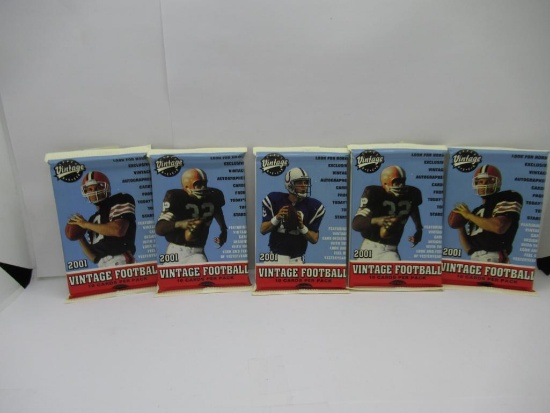 Upper Deck Vintage Football 2001 Lot of Five Factory Sealed Packs from Store Closeout