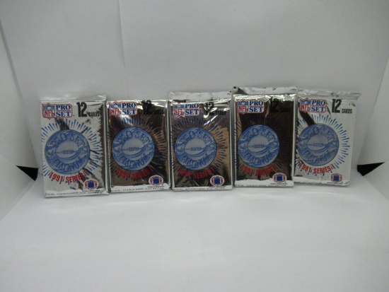 Pro Set Platinum NFL 1991 Series 1 Lot of Five Factory Sealed Packs from Store Closeout
