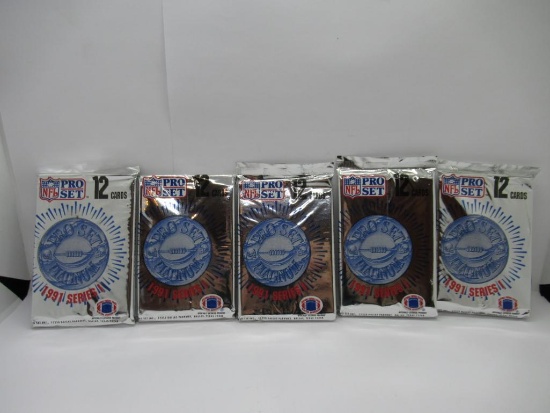 Pro Set Platinum NFL 1991 Series 1 Lot of Five Factory Sealed Packs from Store Closeout