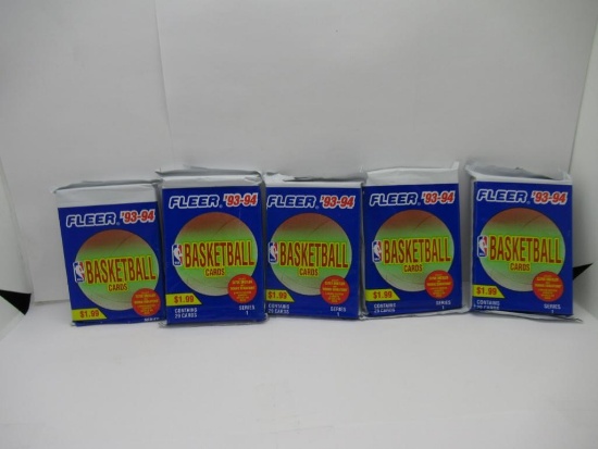 Fleer Basketball '93-'94 Lot of Five Factory Sealed Packs from Store Closeout