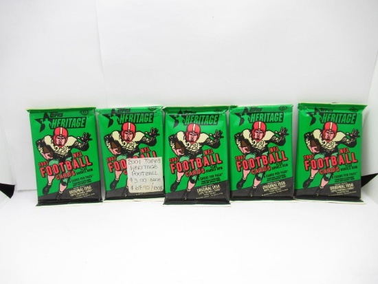 Topps Heritage Football 2001 Lot of Five Factory Sealed Packs from Store Closeout