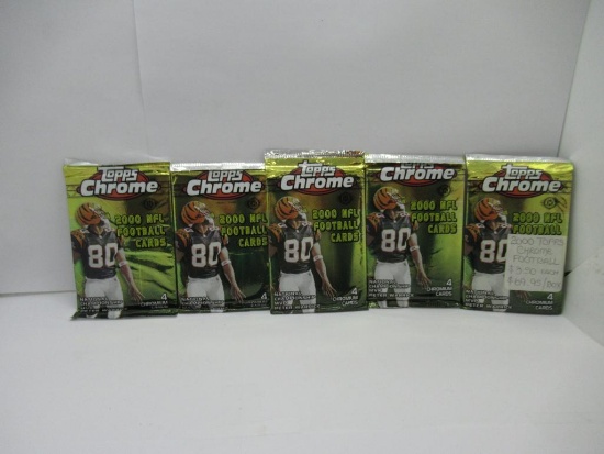 Topps Chrome NFL 2000 Lot of Five Factory Sealed Packs from Store Closeout