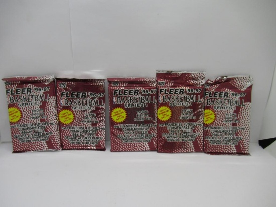 Fleer Basketball '96-97 Lot of Five Factory Sealed Packs from Store Closeout