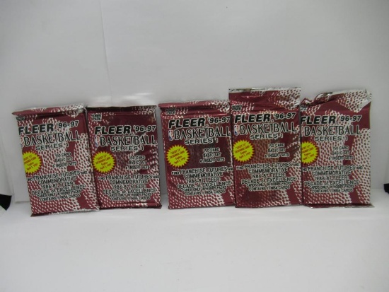 Fleer Basketball '96-97 Lot of Five Factory Sealed Packs from Store Closeout