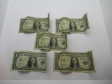 Lot of Five United States Silver Certificate One Dollar Bills