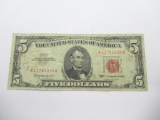United States Red Seal Five Dollar Bill
