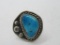 Light Blue Turquoise Chunk Native American Sterling Silver Ring Size 7
