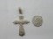 Large Stunning White Gemstone Lined Sterling Silver Statement Cross Pendant