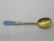High End - J. Tostrup Norway Enameled Sterling Silver Spoon - Blue - 1800's