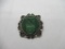 Carved Jade Old Pawn Sterling Silver Brooch Pin