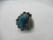 Massive Turquoise Chunk Stunning Native American Sterling Silver Ring Size 6.5