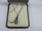 18in Silver Necklace w/ Jade Pendant (silver stamped and tested .925)