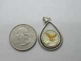 Small Alaksa .999 Fine Silver Bullion Round in Sterling Silver Pendant
