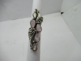 Mother of Pearl Lined Tall Face Native American Sterling Silver Ring Size 7
