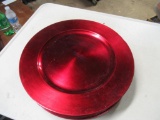 11 Red Plastic Charger Plates. NO SHIPPING
