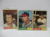 3 Card Lot of 1961 Topps Vintage Baseball Cards - Billy Martin, Ed Mathews, Orlando Cepeda
